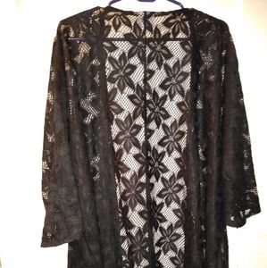 Lularoe black lace kimono